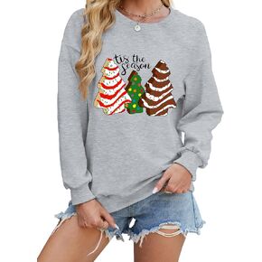 MYHALF Christmas Sweatshirt Women Santa Ugly Christmas Pullover Cute Graphic Sweater Xmas Holiday Party Long Sleeve Top
