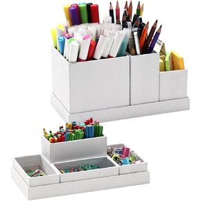 Desk Organizer,Office Desk Accessories,Paperboard Desktop Organizer with Pen Pencil Holder and Sticky Note Tray,Paperclip Storage, Black