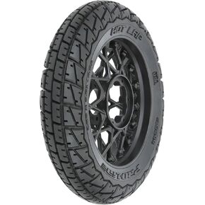 Pro-line Racing Hot Lap S3 Motorcycle Front Tire Mounted on Black Supermoto Wheel for Promoto-MX Front PRO1024410