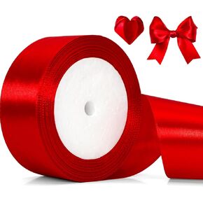 1 1/2 Inch, 25 Yards Red Polyester Silk Fabric Ribbon, Hairband, Craft Ribbon, Single Side, Perfect for Gift Wrapping, Bouquet, Wedding, Bow Craft, Festive Occasions