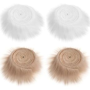 4 Pieces Faux Fur Trim, Soft Christmas Fabric Strips Faux Fur Ribbon Trim for Christmas Tree Garlands Decor DIY Craft Costume Sewing, 2 Inch x 4.9 Feet