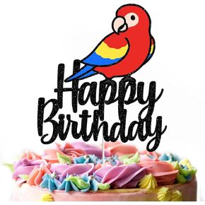 parrot Cake Topper - bird Themed Happy Birthday Boy girl Party Cake Decor Flying Themed party supplies