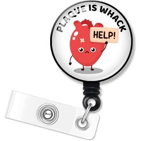 ERHACHAIJIA Plaque is Whack Retractable Badge Holder with Alligator Clip for Nurses Doctor Cath Lab Cardiologist Heart Anatomical Cardiac Nursing, Funny Cartoon Heart ID Card Badge Reel Gift