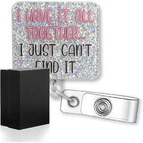 I Have It All Together I Just Can’t Find It Funny Glitter Badge Reel, Retractable Badge Holder for Doctor Social Worker Nursing Student, Nurse Day Gift for RN CNA Nurse, Medical Office Gifts