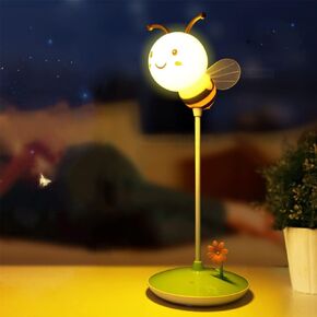 MAGICKK Cute Bumblebee Desk Lamp,Touch Control Dimming LED Table Light 3 Brightness and 360°Flexible Gooseneck Eye-Care Night Light for Kids,USB Rechargeable Lamp for Teens (Yellow)