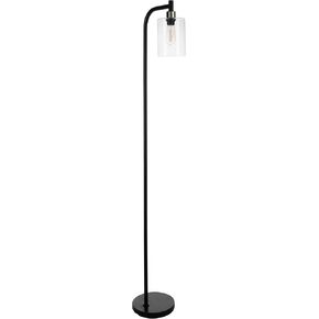 Lavish Home Floor Lamp - 65-Inch-Tall Modern Floor Lamp with Glass Shade and LED Edison Bulb - Bedroom, Home Office, or Living Room Decor (Black)