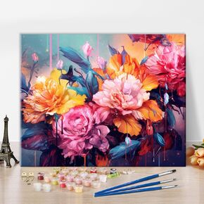 TUMOVO Black Girl Paint by Numbers for Adults African American Adults' Paint by Number Kits with Brushes Blooming Flower DIY Oil Hand Painting Paintwork Art Crafts 16"x20"(Framed)