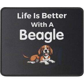 الحياة أفضل مع لوحة ماوس Beagle Dog لمحبي Beagle - هدايا مضحكة لمالك الكلب للأم والأب - لمحبي الكلاب، حصيرة ماوس للجرو مقاس 9.5 بوصة للكمبيوتر