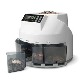 Safescan 1250 USD Coin Counter That Quickly Value Counts and Sorts Mixed USD Coins - Coin Sorter That Sorts Coins per Denomination - Money Counting Machine for Continuous Coin Counting