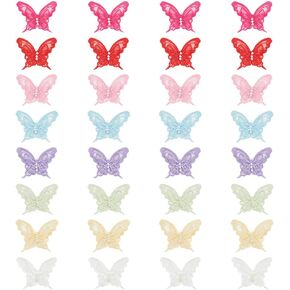 FINGERINSPIRE 36 pcs Butterfly Pearl Lace Patches 6 Colors Double Layer Organza Appliques Sew on Embroidery Patch Butterfly Lace Trim for Wedding Bride Dress Clothes Jeans Hat Pants Curtain Ornaments