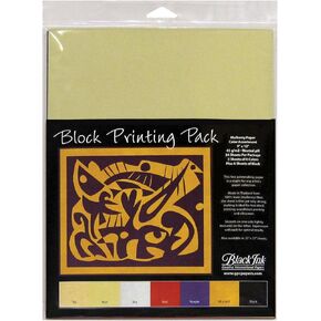 Black Ink Thai Mulberry Block Printing Paper Packs small assorted colors