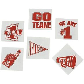 Red Go Team - We are Number 1 Temporary Tattoos (Set of 72) School Spirit Supplies