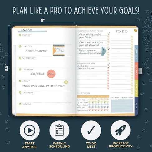 Boxclever Press Goal Planner – Luxury Undated Weekly Planner to Increase Productivity & Achieve your Goals. Weekly, Monthly, Quarterly Undated Planner with Vision Boards & Habit Trackers. 8.5 x 5.5ins in Saudi Arabia
