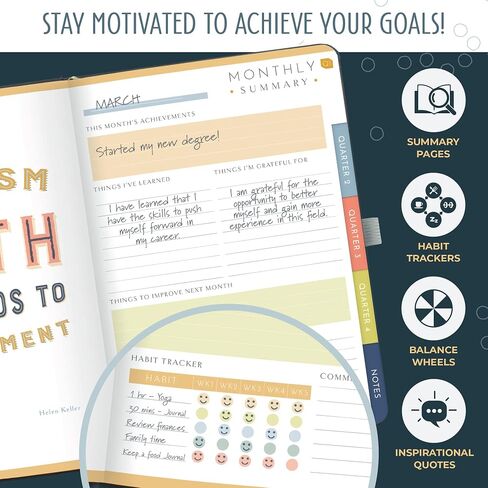 Boxclever Press Goal Planner – Luxury Undated Weekly Planner to Increase Productivity & Achieve your Goals. Weekly, Monthly, Quarterly Undated Planner with Vision Boards & Habit Trackers. 8.5 x 5.5ins in Saudi Arabia