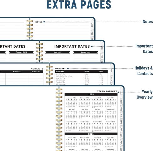 2025 Planner - Weekly and Monthly Planner Spiral Bound, Jan 2025 - Dec 2025, A4 Size (8.5" x 11"), Inner Pocket, Twin-Wire Binding，Planner with Tabs, for School Office Home Planning-Prussian Blue in Kuwait