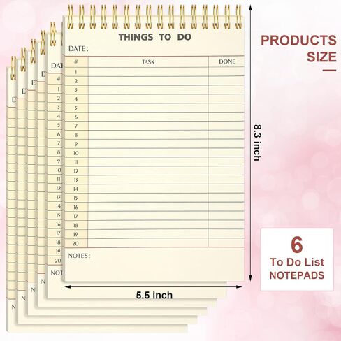 6 Pack Library Card Things to Do Notepad to Do List Notepad Daily Reminder Planner Memo Writing Pad Checklist Productivity Notebook Office List Planning Project Homework Pad for Daily Task (Simple) in Saudi Arabia