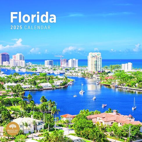 2025 Florida Monthly Wall Calendar by Bright Day, 12 x 12 Inch USA Jacksonville Miami Keys in Saudi Arabia