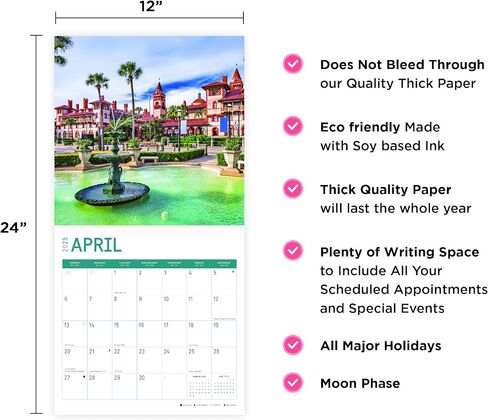 2025 Florida Monthly Wall Calendar by Bright Day, 12 x 12 Inch USA Jacksonville Miami Keys in Saudi Arabia