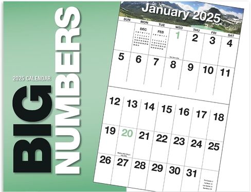 Big Numbers and Blocks 2025 Hanging Wall Calendar - 19" x 11" (Open) 2025 Monthly Appointment Planner and Organizer. Easy to view and write in! in Saudi Arabia