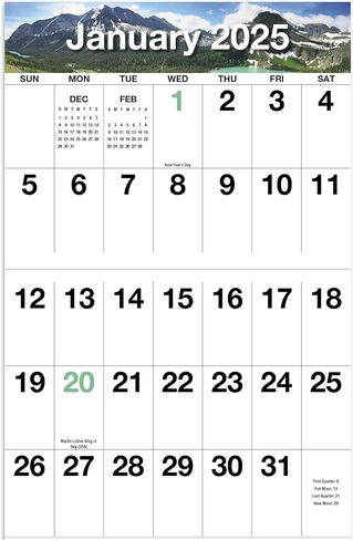 Big Numbers and Blocks 2025 Hanging Wall Calendar - 19" x 11" (Open) 2025 Monthly Appointment Planner and Organizer. Easy to view and write in! in Saudi Arabia