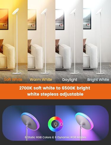 Floor Lamps for Living Room, 42W /3700LM Led Tall Standing Lamp with Remote & Touch Control, 5 Color Temperatures Modern Floor Lamp, Super Bright Smart Dimmable Corner Floor Lamp for Bedroom Office in Saudi Arabia