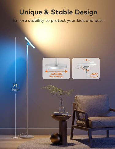 Floor Lamps for Living Room, 42W /3700LM Led Tall Standing Lamp with Remote & Touch Control, 5 Color Temperatures Modern Floor Lamp, Super Bright Smart Dimmable Corner Floor Lamp for Bedroom Office in Saudi Arabia