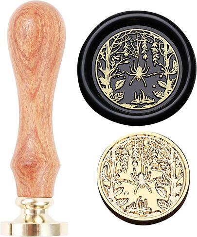 Halloween Wax Seal Stamp, Cat Moon Bat Sealing Wax Stamp, 25mm/1.0inch Removable Brass Head Sealing Stamp with Wooden Handle for Halloween Easter Party Invitation Envelope Greeting Card (H05) in Saudi Arabia