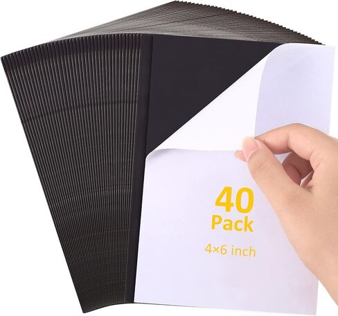 yahenda 40 ورقة لاصقة مغناطيسية 4 × 6 بوصة مغناطيس قابل للقطع للحرف اليدوية، سهل التقشير واللصق، ورق مغناطيسي مرن مع دعم ذاتي اللصق للصور، ختم معدني لتخزين القوالب المعدنية in Kuwait