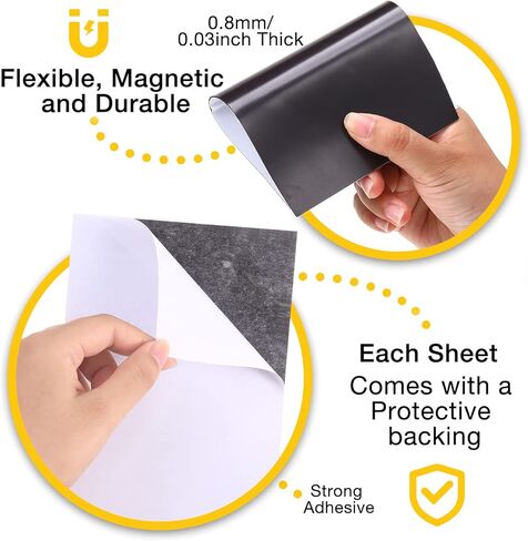 yahenda 40 ورقة لاصقة مغناطيسية 4 × 6 بوصة مغناطيس قابل للقطع للحرف اليدوية، سهل التقشير واللصق، ورق مغناطيسي مرن مع دعم ذاتي اللصق للصور، ختم معدني لتخزين القوالب المعدنية in Kuwait
