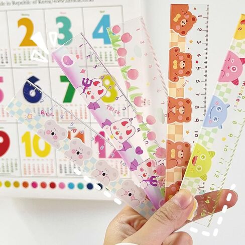 4 Pcs Cute Cartoon Rulers 15cm Straight Ruler Acrylic Ruler Lovey Animal Ruler Cartoon Small Ruler Centimeter Measuring Ruler Journal Ruler (Cute Animal) in Saudi Arabia