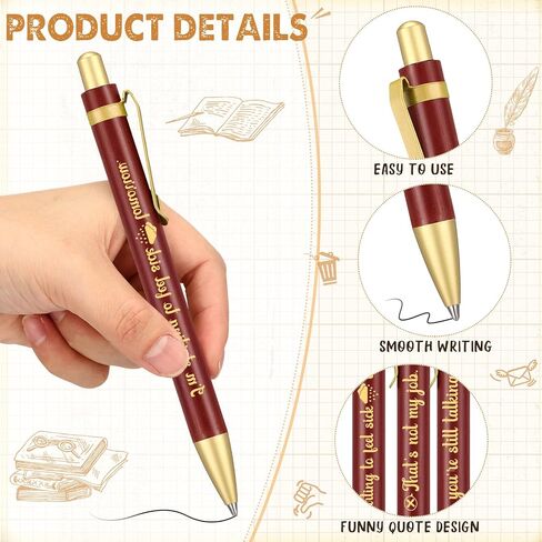 Cholemy 24 Pcs Christmas Funny Office Pens Bulk Snarky Office Pens Ballpoint Pens Brown Wood Bamboo Ballpoint Pens with Velvet Bags Funny Gifts for Women Men Office Friends in Kuwait