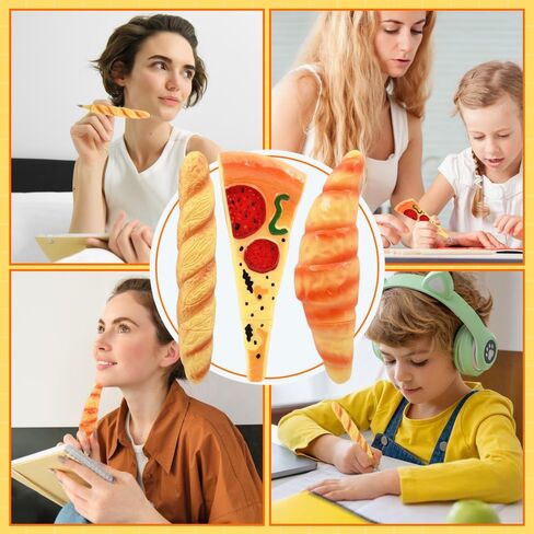 4 قطع قلم حبر جاف مبتكر، قلم كتابة مضحك، 0.5 ملم أقلام حبر أسود مبتكرة على شكل طعام سريع للأطفال الأولاد والبنات، لوازم هدايا ديكور مكتب المدرسة المنزلية (بيتزا) in Kuwait