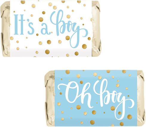 Blue and Gold It's a Boy Baby Shower Wrappers for Mini Chocolate Bars, Baby Shower Party Favor Candy Stickers - 45 Count in Saudi Arabia