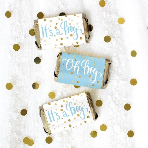 Blue and Gold It's a Boy Baby Shower Wrappers for Mini Chocolate Bars, Baby Shower Party Favor Candy Stickers - 45 Count in Saudi Arabia