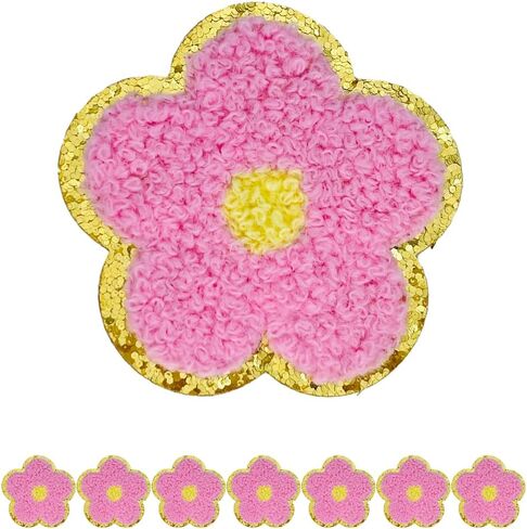 8 PCS 2.3 inch Flower Chenille Patches, Self Adhesive Patches for Clothing, Stick on Embroidered Patches for Bags,Iron on Patches for Hats, Patches for Backpacks, Patches for Jeans (Multicolour) in Kuwait