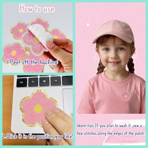 8 PCS 2.3 inch Flower Chenille Patches, Self Adhesive Patches for Clothing, Stick on Embroidered Patches for Bags,Iron on Patches for Hats, Patches for Backpacks, Patches for Jeans (Multicolour) in Kuwait