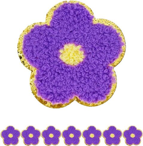 8 PCS 2.3 inch Flower Chenille Patches, Self Adhesive Patches for Clothing, Stick on Embroidered Patches for Bags,Iron on Patches for Hats, Patches for Backpacks, Patches for Jeans (Multicolour) in Kuwait