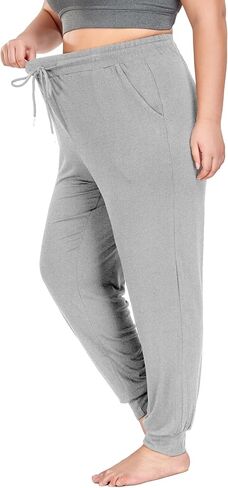 COOTRY Women's Plus Size Lounge Yoga Pants Loose Comfy Casual Joggers Drawstring with Pockets in Kuwait