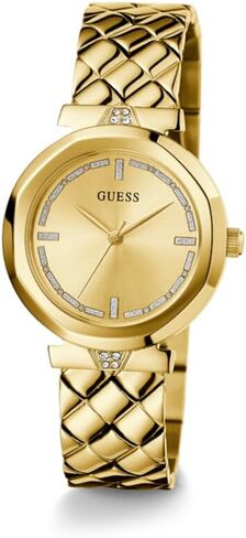 GUESS Women's 34mm Watch - Silver Tone Bracelet Black Dial Silver Tone Case in Saudi Arabia