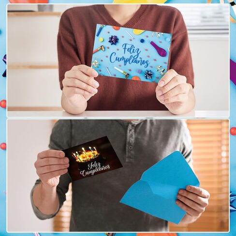 48 Pack Spanish Birthday Cards Bulk Birthday Cards with Envelopes and Stickers 4 x 6 Inch Feliz Cumpleaños Cards with Message Inside Greeting Cards for Friend, Coworker, Neighbor(Candles) in Kuwait