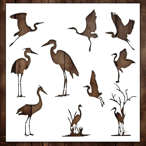 Crane Stencil - Bird Stencil, Bird Stencils, Bird Template - Awesome Stencils - Art Stencils for Painting on Wood, Canvas, Paper, Fabric, Wall, and Furniture 10x10 Inch in Saudi Arabia