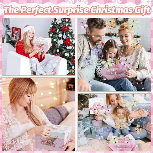 صندوق هدايا XLSXEXCL لعيد الميلاد المجيد، صندوق هدايا انفجار الفراشة، صندوق مفاجآت الفراشة الطائرة، هدية مفاجأة متفجرة DIY لعيد الميلاد وأعياد الميلاد وحفلات الزفاف والذكرى السنوية، 7.9 × 7.9 × 5.1 بوصة in Kuwait