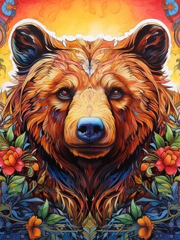 VAIIEYO 5D Diamond Art Kits for Adults Bear, Diamond Painting Animal, Paint by Numbers Full Drill Round Rhinestone Craft Canvas for Home Wall Decor Gift 12x16 inch-35 in Saudi Arabia