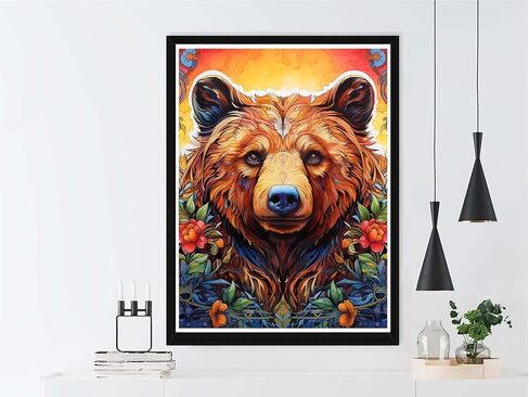 VAIIEYO 5D Diamond Art Kits for Adults Bear, Diamond Painting Animal, Paint by Numbers Full Drill Round Rhinestone Craft Canvas for Home Wall Decor Gift 12x16 inch-35 in Saudi Arabia