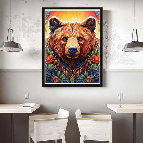VAIIEYO 5D Diamond Art Kits for Adults Bear, Diamond Painting Animal, Paint by Numbers Full Drill Round Rhinestone Craft Canvas for Home Wall Decor Gift 12x16 inch-35 in Saudi Arabia