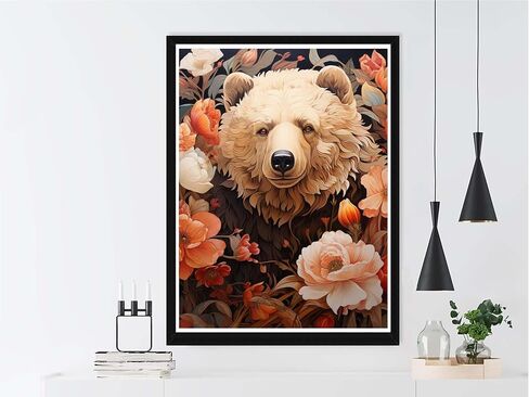 VAIIEYO 5D Diamond Art Kits for Adults Bear, Diamond Painting Animal, Paint by Numbers Full Drill Round Rhinestone Craft Canvas for Home Wall Decor Gift 12x16 inch-35 in Saudi Arabia