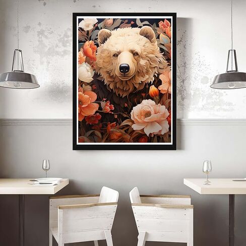 VAIIEYO 5D Diamond Art Kits for Adults Bear, Diamond Painting Animal, Paint by Numbers Full Drill Round Rhinestone Craft Canvas for Home Wall Decor Gift 12x16 inch-35 in Saudi Arabia
