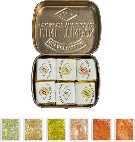 CSY art gallery Sparkly Handmade Watercolor Paint Palette Metallic Watercolors Painting Set Gift for Artists in Calligraphy, Hand Lettering, Junk Journaling (Peach Soda) in Saudi Arabia