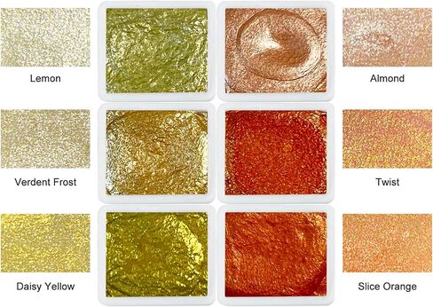 CSY art gallery Sparkly Handmade Watercolor Paint Palette Metallic Watercolors Painting Set Gift for Artists in Calligraphy, Hand Lettering, Junk Journaling (Peach Soda) in Saudi Arabia