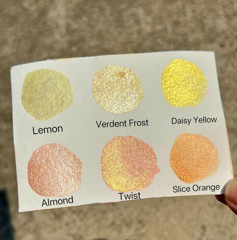 CSY art gallery Sparkly Handmade Watercolor Paint Palette Metallic Watercolors Painting Set Gift for Artists in Calligraphy, Hand Lettering, Junk Journaling (Peach Soda) in Saudi Arabia